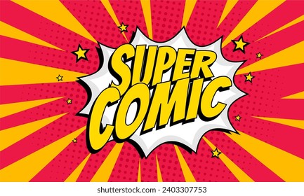 Super Comic cartoon background template. vector illustration