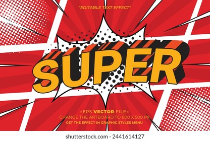 Super comic pop up retro style text effect editable vector