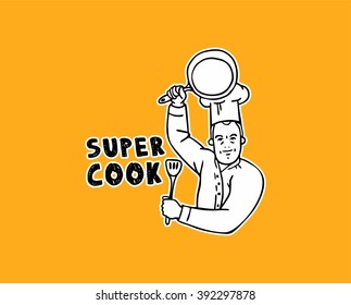 Super cook logo sticker yellow