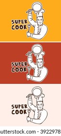 Super cook logotype sticker set