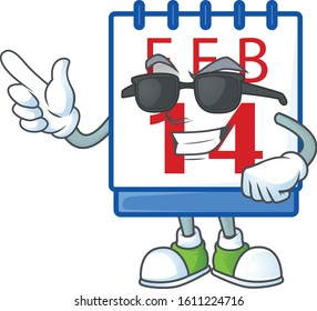 Super cool 14th valentine calendar character wearing black glasses