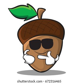 Super cool acorn cartoon character style