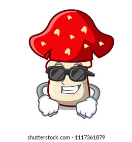 Super cool amanita mushroom character cartoon