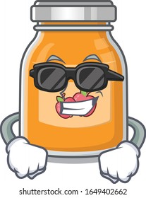 Super cool apple jam character wearing black glasses