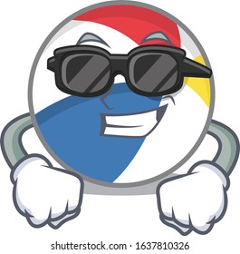 Super cool beach ball character wearing black glasses