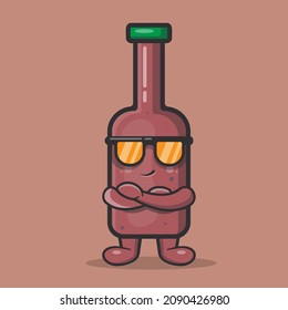 super cool beer bottle character mascot isolated cartoon in flat style