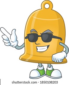 Super cool bell cartoon drawing style wearing black glasses. Vector illustration