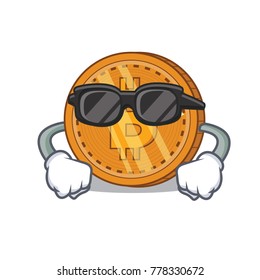 Super cool bitcoin coin character cartoon