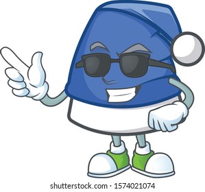 Super cool blue christmas hat character wearing black glasses