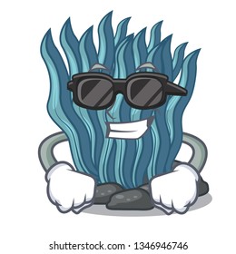 Super cool blue seaweed isolated in the character