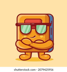 super cool book mascot isolated cartoon in flat style