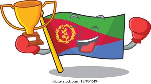 Super cool Boxing winner flag eritrea in mascot cartoon style