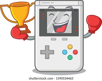 Super cool Boxing winner handheld game Scroll in mascot cartoon design