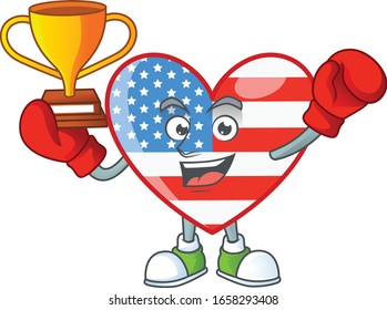 Super cool Boxing winner of independence day love in mascot cartoon design