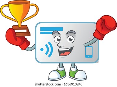 Super cool Boxing winner of NFC card in mascot cartoon design