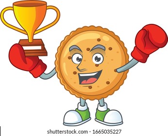 Super cool Boxing winner of peanut butter cookies in mascot cartoon design