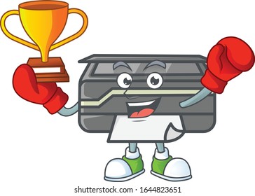 Super cool Boxing winner of printer in mascot cartoon design