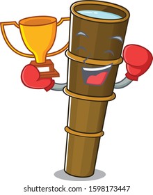 Super cool Boxing winner telescope Scroll in mascot cartoon design