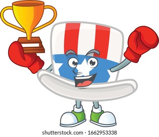 Super cool Boxing winner of uncle sam hat in mascot cartoon design