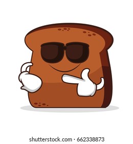 Super cool bread cartoon character vector illustration