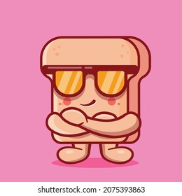 super cool bread food mascot isolated cartoon in flat style