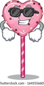 Super cool candy heart lollipop character wearing black glasses