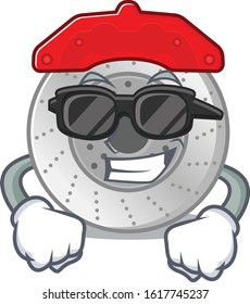 Super cool car brake character wearing black glasses