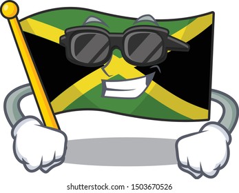 Super cool cartoon jamaica flag hoisted on mascot pole