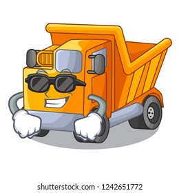 Super cool cartoon truck transportation on the road