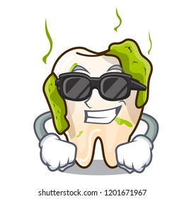 Super cool cartoon unhealthy decayed teeth in mouth