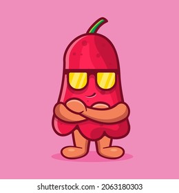 super cool cashew fruit mascot isolated cartoon in flat style