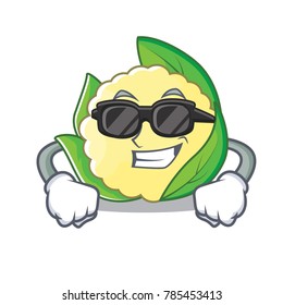 Super cool cauliflower character cartoon style