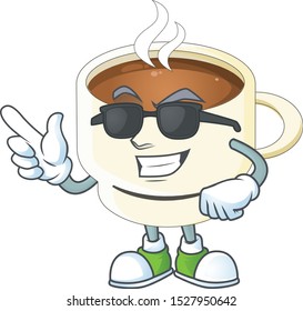 Super cool character cup coffee in cartoon mascot.