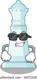 Super cool chess queen on the mascot chessboard