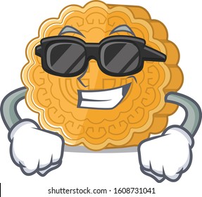 Super cool chinese mooncake character wearing black glasses