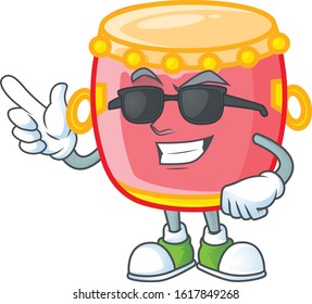 Super cool chinese red drum character wearing black glasses