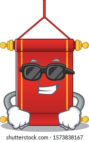 Super cool chinese scrolls character wearing black glasses