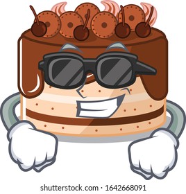 Super cool chocolate cake character wearing black glasses