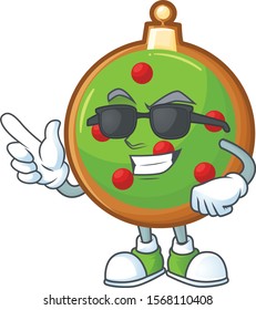 Super cool christmas ball character wearing black glasses.
