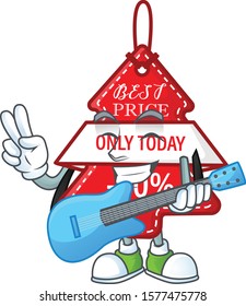 Super cool christmas best price tag cartoon character performance with guitar
