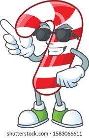 Super cool christmas candy cane character wearing black glasses