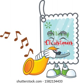 Super cool christmas greeting card cartoon character performance with trumpet