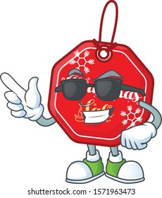 Super cool christmas sale tag character wearing black glasses