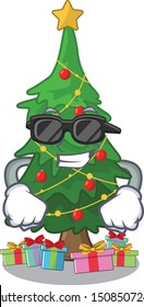 Super cool christmas tree isolated with the mascot