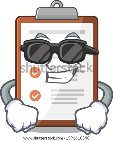 Super cool clipboard Scroll character with black glasses