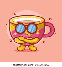 super cool coffee cup character mascot isolated cartoon in flat style design. great resource for icon,symbol, logo, sticker,banner.