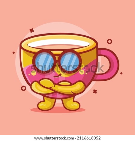 super cool coffee cup character mascot isolated cartoon in flat style design. great resource for icon,symbol, logo, sticker,banner.
