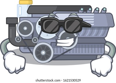 Super cool combustion engine character wearing black glasses