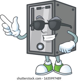 Super cool CPU mascot character wearing black glasses