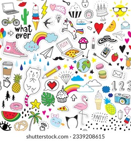 super cool creative doodle icons set 